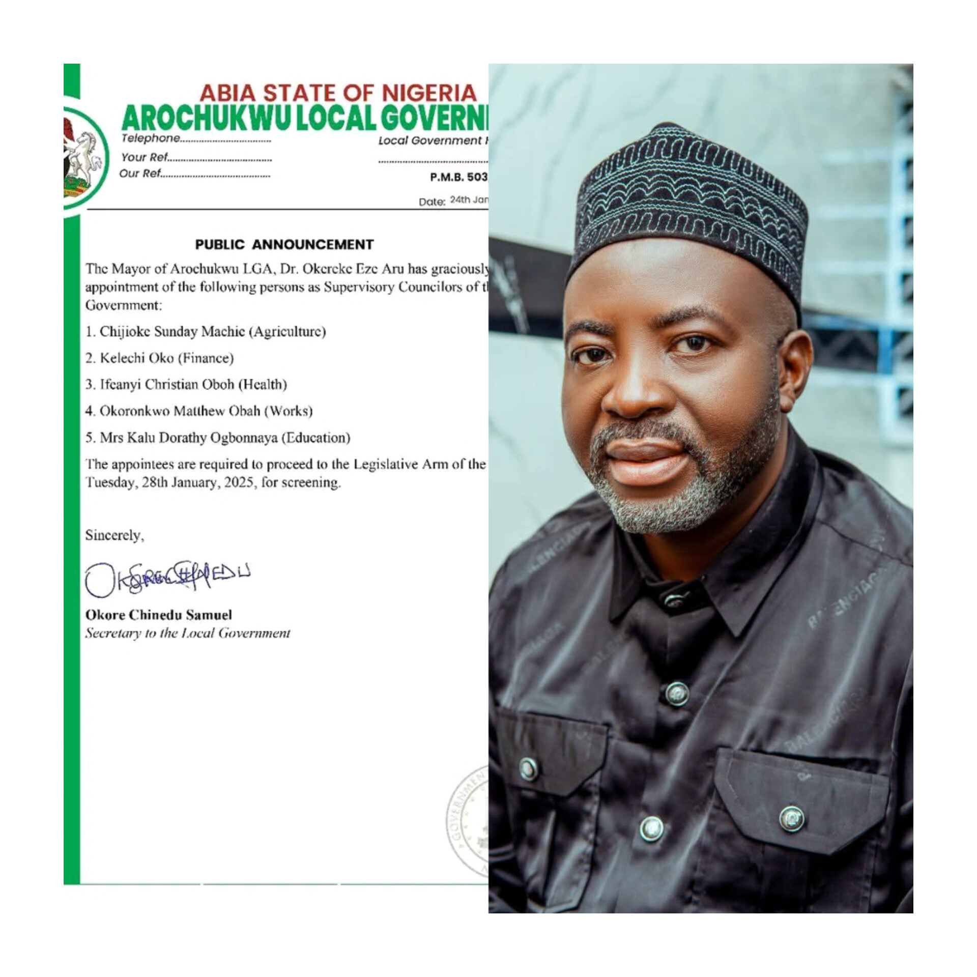 Just In: Mayor Of Arochukwu, Dr. Chibuike Eze Aru Appoints Supervisory Councilors