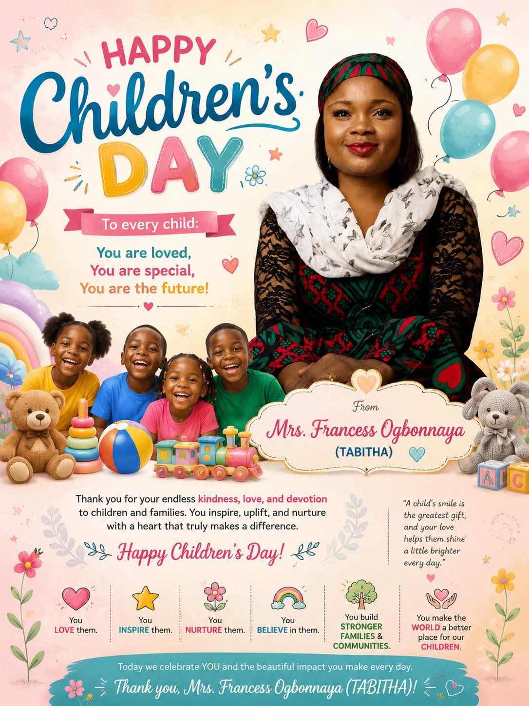 Tabitha celebrates Arochukwu Children , Says their dreams are valid