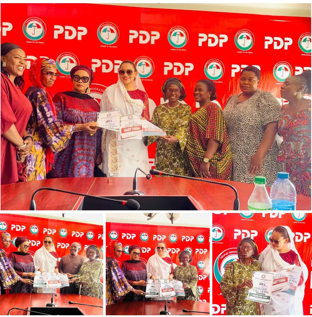 Breaking: Senator Natasha Storms PDP Wadata Plaza, Submit Senatorial Nomination Forms