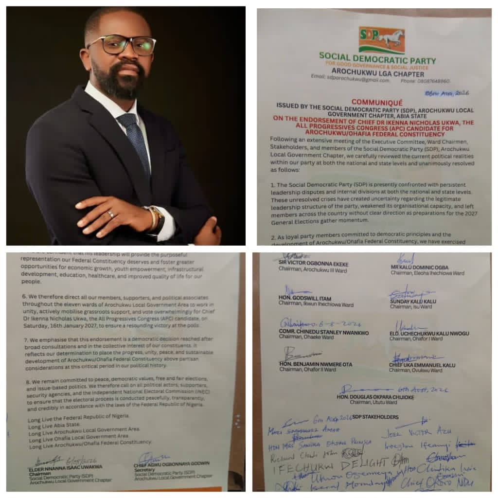 2027: SDP Arochukwu LGA Chapter Endorses Ikenna Ukwa for Arochukwu/Ohafia Federal Constituency Seat