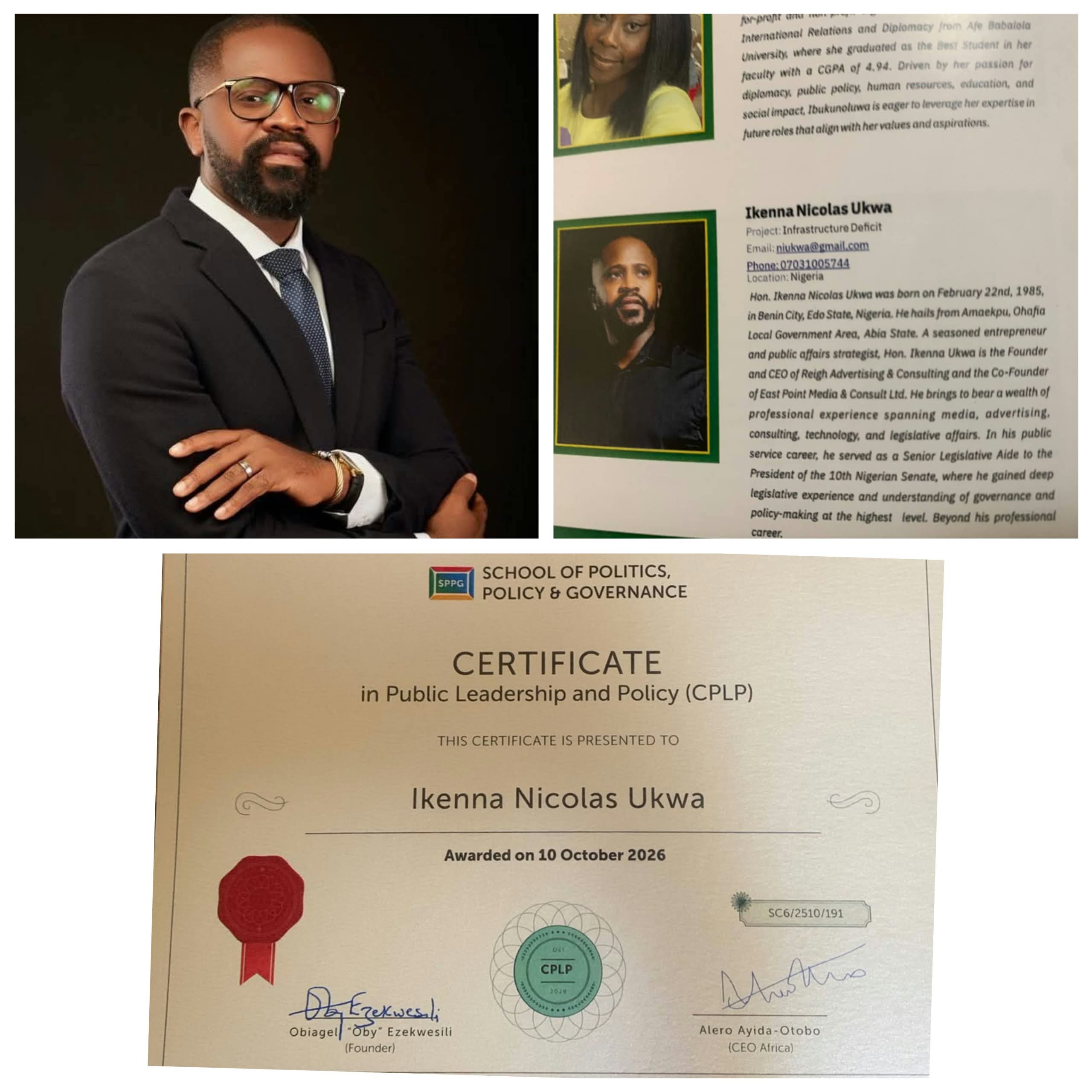 IKENNA UKWA GRADUATES FROM SCHOOL OF POLITICS, POLICY AND GOVERNANCE (SPPG)